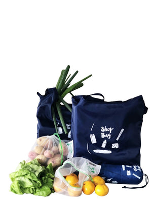 Carrinet Shop Set - Reusable Grocery Shopping Bags | 100 % recycled rPet | Washable, Durable, Foldable and Lightweight - 2tech ltd