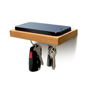 PLANK Wooden Floating Shelf with a Magnetic Underside for Mobile & Keys Storage - 2tech ltd